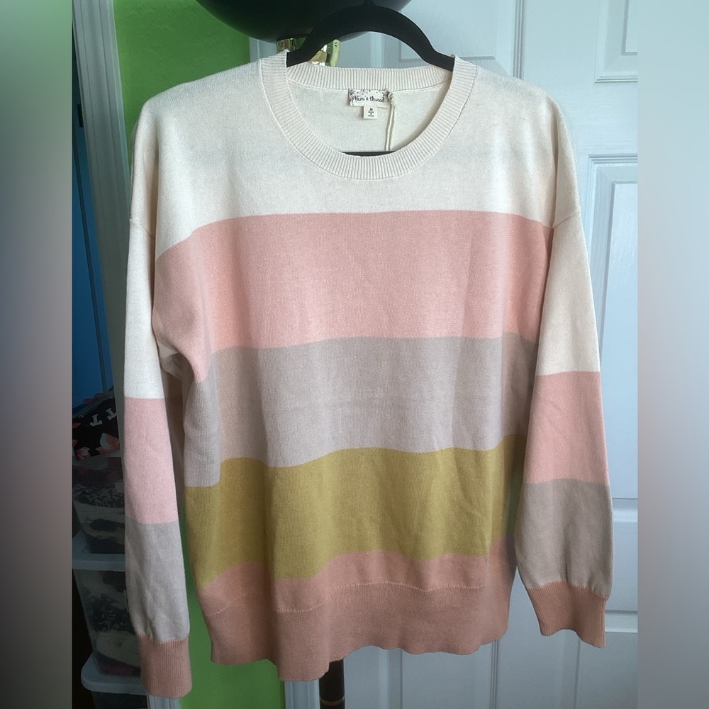 Hem & Thread Lightweight Striped Sweater, size Medium, NWT - Picture 3 of 4